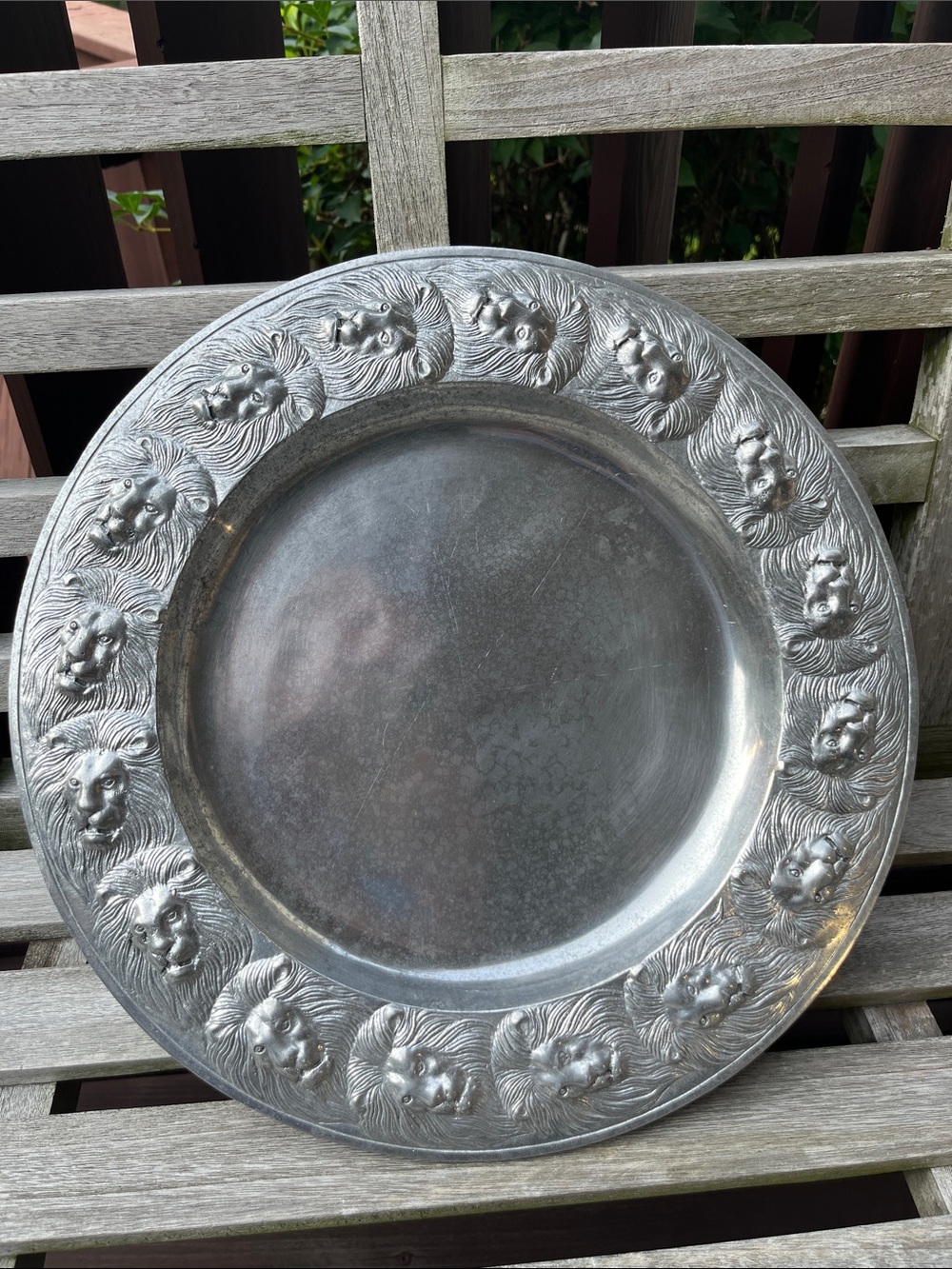 Vintage Arthur‎ Court Lion Zodiac Large Aluminum Plate Platter Charger Leo Metal